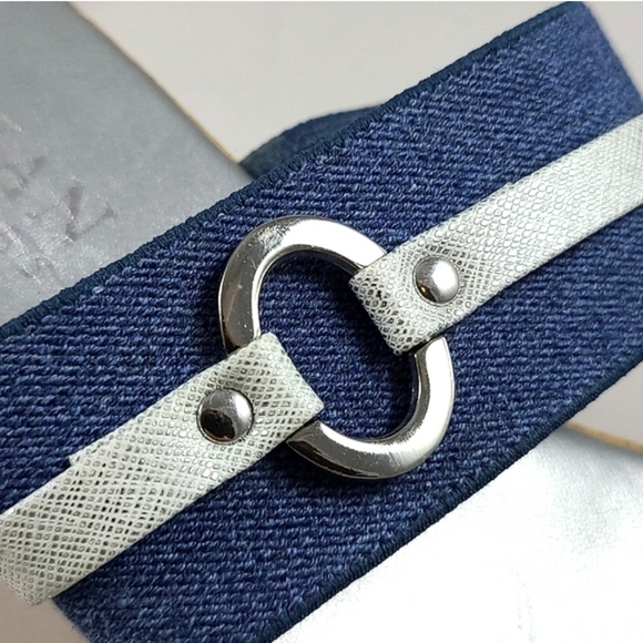 Italian Shoemakers Vivian Slip On Wedge Platform Denim Blue Sandals Straps Sz 10 - Picture 6 of 15